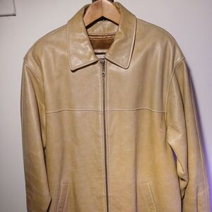 MAX U.S.A. GENUINE ITALIAN LEATHER JACKET Golden Fuax Fur